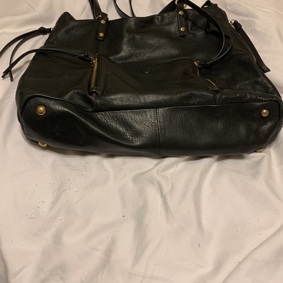 Kooba Genuine Black Leather Bag with Side Zippers to optionally increase size - Picture 2 of 5